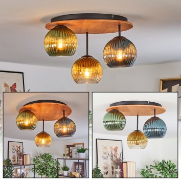 Koyoto Plafoniera, Lampada a sfera 40 cm Écru, Nero, 3-Luci