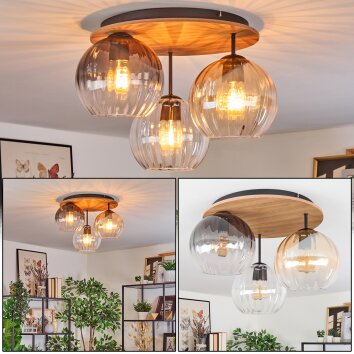 Koyoto Plafoniera, Lampada a sfera Écru, Nero, 3-Luci