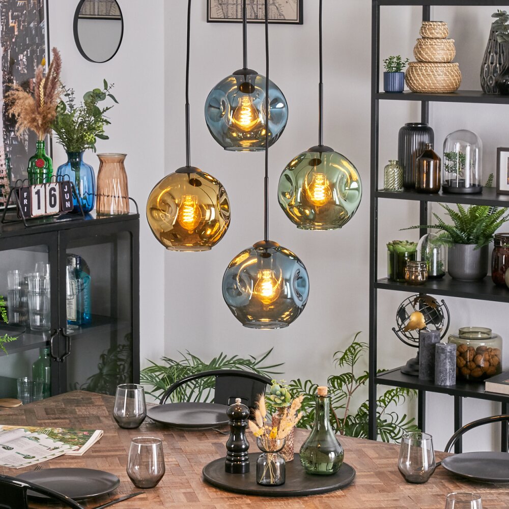 Ripoll Lampadario a sospensione, Lampada a sfera, Lampada a sospensione a cluster Blu, Oro, Verde, 4-Luci main product photo