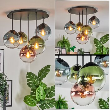 Gastor Plafoniera, Lampada a sfera 45 cm Blu, Verde, Chiaro, Ramato, 5-Luci