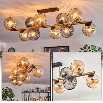 Koyoto Plafoniera, Lampada a sfera Oro, Nero, 10-Luci