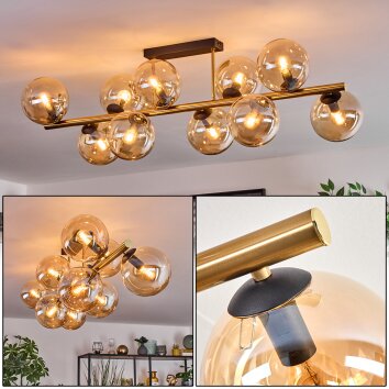 Gastor Plafoniera, Lampada a sfera Oro, Nero, 10-Luci