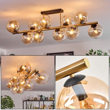 Gastor Plafoniera, Lampada a sfera Oro, Nero, 10-Luci
