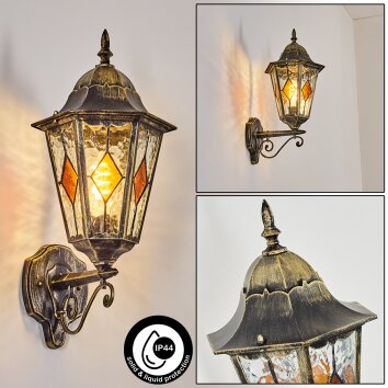Hongkong Lampada da parete per esterno, Applique Oro, Nero, 1-Luce