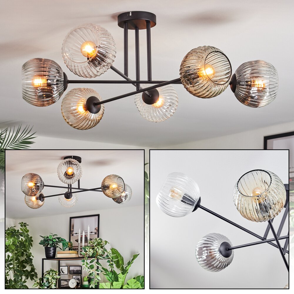 Ripoll Plafoniera, Lampada a sfera Ambrato, Chiaro, Grigio fumo, 6-Luci main product photo