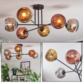 Ripoll Plafoniera, Lampada a sfera Cromo, Oro, Ramato, Grigio fumo, 6-Luci