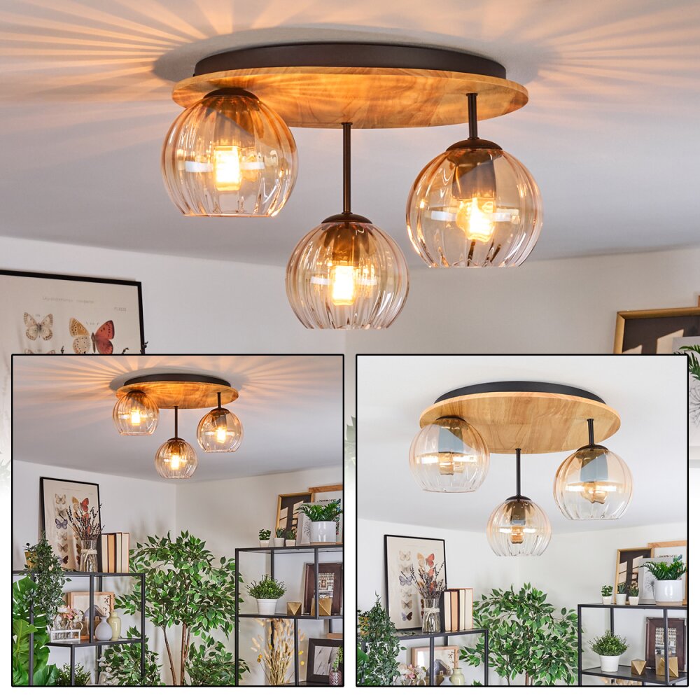 Koyoto Plafoniera, Lampada a sfera 40 cm Écru, Nero, 3-Luci main product photo