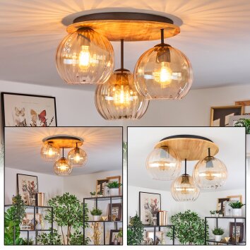 Koyoto Plafoniera, Lampada a sfera 40 cm Écru, Nero, 3-Luci