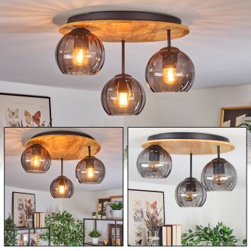 Koyoto Plafoniera, Lampada a sfera Écru, Nero, 3-Luci
