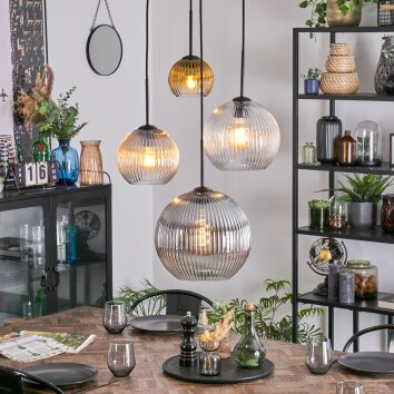 Koyoto Lampadario a sospensione, Lampada a sfera, Lampada a sospensione a cluster Ambrato, Oro, Chiaro, Grigio fumo, 4-Luci
