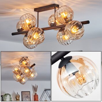Koyoto Plafoniera, Lampada a sfera Ambrato, Chiaro, 8-Luci