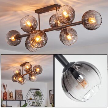 Koyoto Plafoniera, Lampada a sfera Chiaro, Grigio fumo, 8-Luci