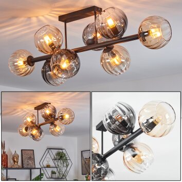 Koyoto Plafoniera, Lampada a sfera Ambrato, Chiaro, Grigio fumo, 8-Luci