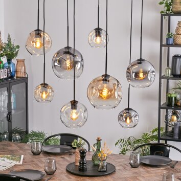 Ripoll Lampadario a sospensione, Lampada a sfera, Lampada a sospensione Ambrato, Chiaro, Grigio fumo, 8-Luci