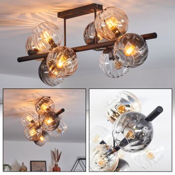 Koyoto Plafoniera, Lampada a sfera Ambrato, Chiaro, Grigio fumo, 8-Luci