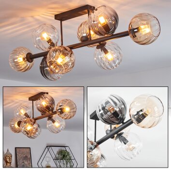 Koyoto Plafoniera, Lampada a sfera Ambrato, Chiaro, Grigio fumo, 8-Luci