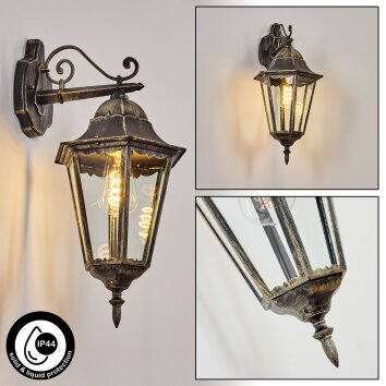 Hongkong Lampada da parete per esterno, Applique Oro, Nero, 1-Luce