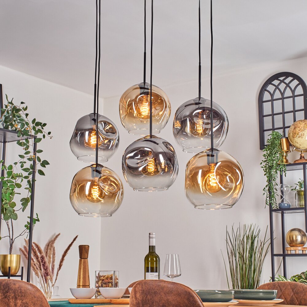 Ripoll Lampadario a sospensione, Lampada a sfera, Lampada a sospensione Ambrato, Chiaro, Grigio fumo, 6-Luci