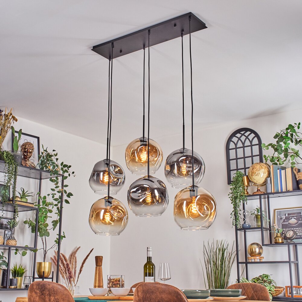 Ripoll Lampadario a sospensione, Lampada a sfera, Lampada a sospensione Ambrato, Chiaro, Grigio fumo, 6-Luci