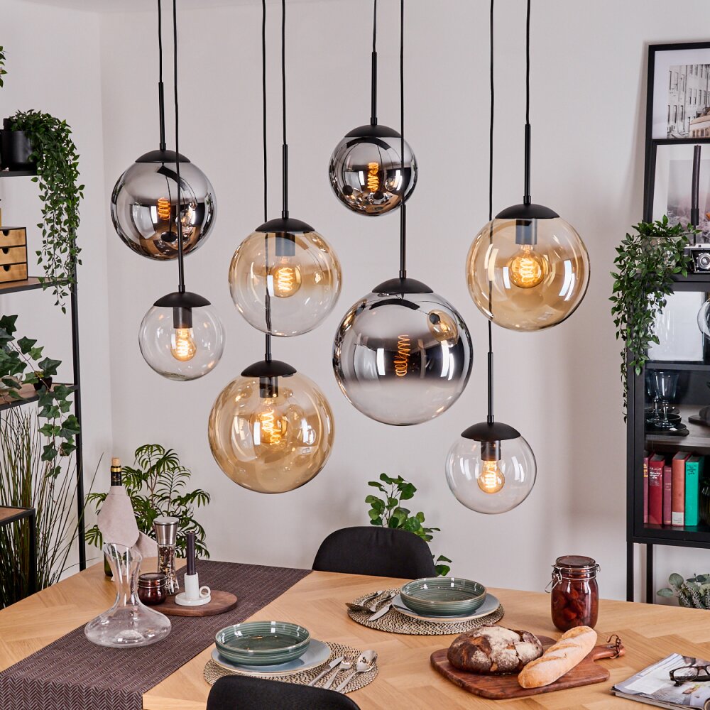 Gastor Lampadario a sospensione, Lampada a sfera, Lampada a sospensione Ambrato, Cromo, Chiaro, Grigio fumo, 8-Luci main product photo