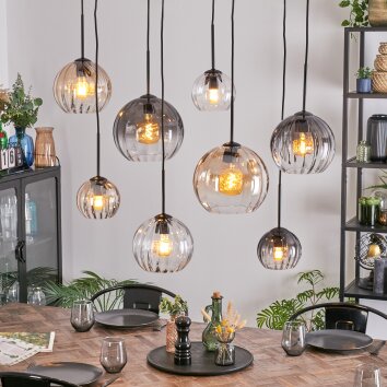 Koyoto Lampadario a sospensione, Lampada a sfera, Lampada a sospensione Ambrato, Chiaro, Grigio fumo, 8-Luci
