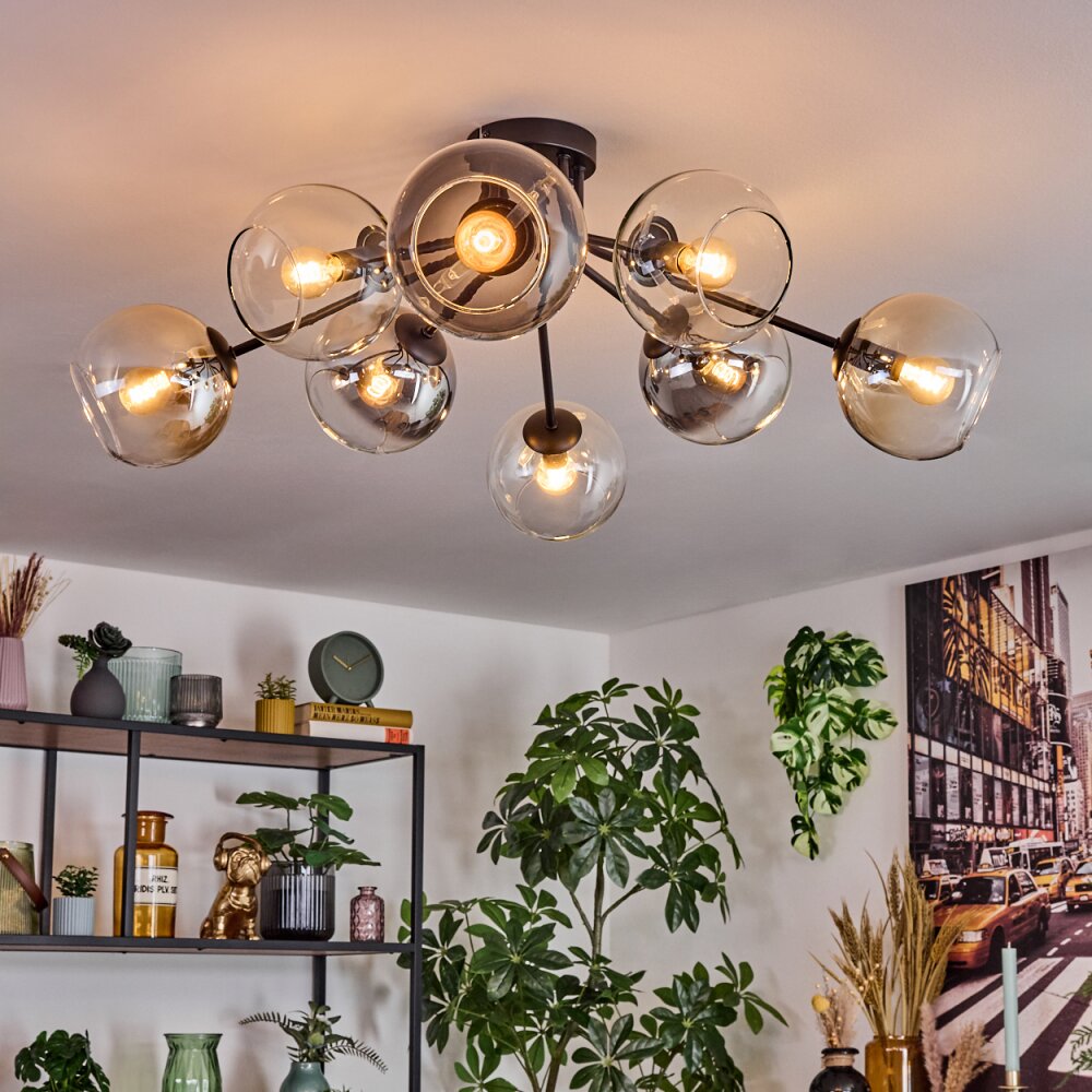 Koyoto Plafoniera, Lampada a sfera 86 cm Ambrato, Chiaro, Grigio fumo, 8-Luci
