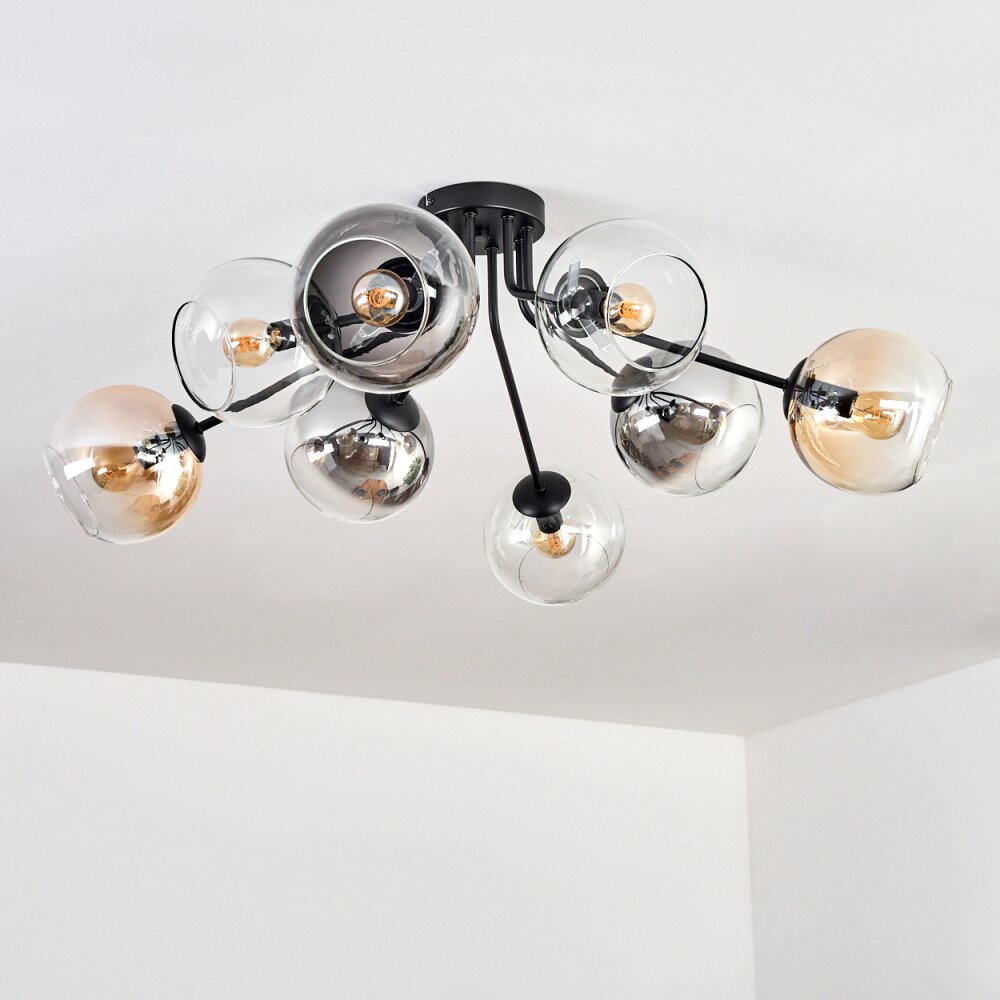 Koyoto Plafoniera, Lampada a sfera 86 cm Ambrato, Chiaro, Grigio fumo, 8-Luci