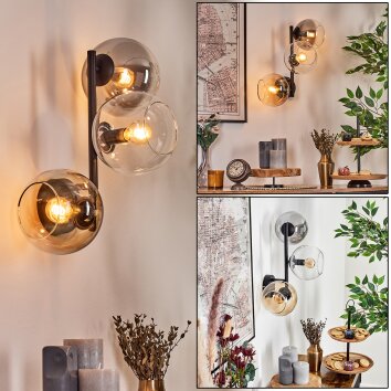 Koyoto Lampada a sfera, Applique Ambrato, Chiaro, Grigio fumo, 3-Luci