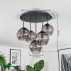 Koyoto Plafoniera, Lampada a sfera 33 cm Grigio fumo, 5-Luci