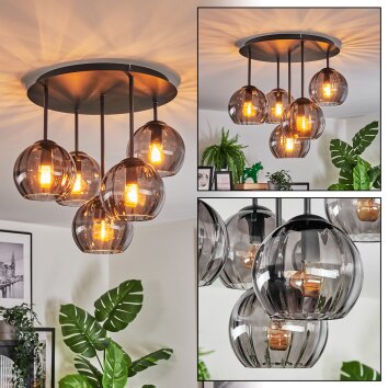 Koyoto Plafoniera, Lampada a sfera 33 cm Grigio fumo, 5-Luci