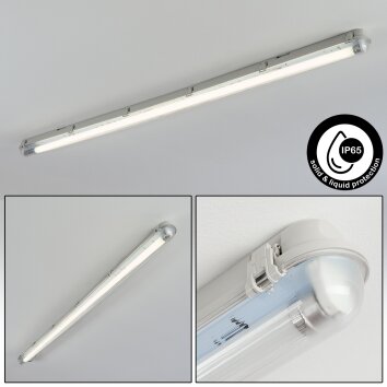 Ilena Plafoniera da esterno, Illuminazione esterna, Illuminazione bagno, Faro da cantiere, Plafoniera LED Grigio, 1-Luce