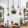 Koyoto Lampadario a sospensione, Lampada a sfera, Lampada a sospensione Ambrato, Cromo, Chiaro, Grigio fumo, 6-Luci