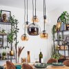 Koyoto Lampadario a sospensione, Lampada a sfera, Lampada a sospensione Ambrato, Cromo, Chiaro, Grigio fumo, 6-Luci