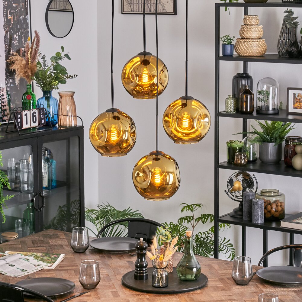 Ripoll Lampadario a sospensione, Lampada a sfera, Lampada a sospensione a cluster Oro, 4-Luci main product photo