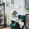 Bassagoda Lampada da terra, Lampade ad arco Ottone, Nero, 1-Luce, Paralume in tessuto