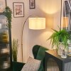 Bassagoda Lampada da terra, Lampade ad arco Ottone, Nero, 1-Luce, Paralume in tessuto