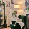 Bassagoda Lampada da terra, Lampade ad arco Ottone, Nero, 1-Luce, Paralume in tessuto