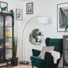 Bassagoda Lampada da terra, Lampade ad arco Ottone, Nero, 1-Luce, Paralume in tessuto