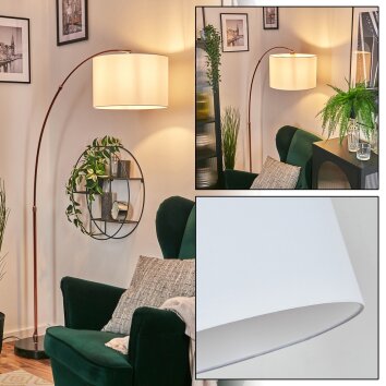 Soungou Lampada da terra, Lampade ad arco Ottone, Nero, 1-Luce, Paralume in tessuto