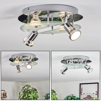 Mirando Plafoniera, Faretto da soffitto LED Cromo, Argento, Trasparente, chiaro, 4-Luci