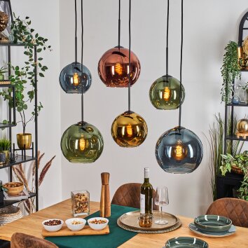 Koyoto Lampadario a sospensione, Lampada a sfera, Lampada a sospensione Blu, Oro, Verde, Ramato, 6-Luci Koyoto Lampadario a sospensione, Lampada a sfera, Lampada a sospensione Blu, Oro, Verde, Ramato, 6-Luci