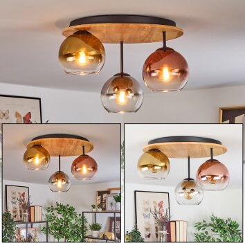 Koyoto Plafoniera, Lampada a sfera 50 cm Écru, Nero, 3-Luci