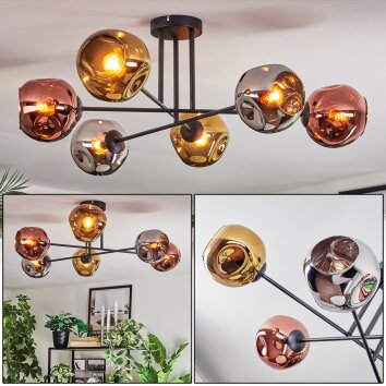 Ripoll Plafoniera, Lampada a sfera Cromo, Oro, Ramato, Grigio fumo, 6-Luci