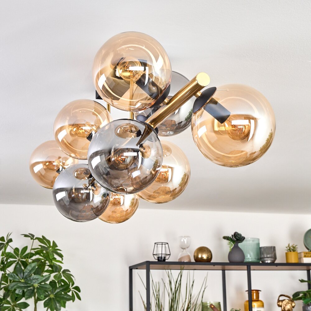 Gastor Plafoniera, Lampada a sfera Oro, Nero, 10-Luci