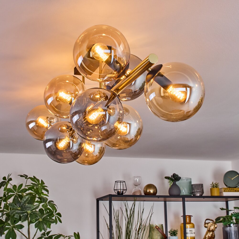 Gastor Plafoniera, Lampada a sfera Oro, Nero, 10-Luci
