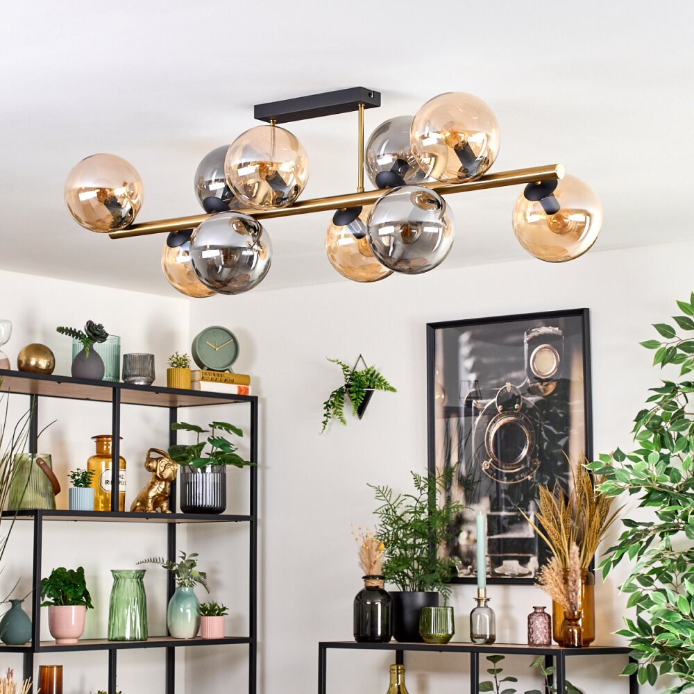 Gastor Plafoniera, Lampada a sfera Oro, Nero, 10-Luci
