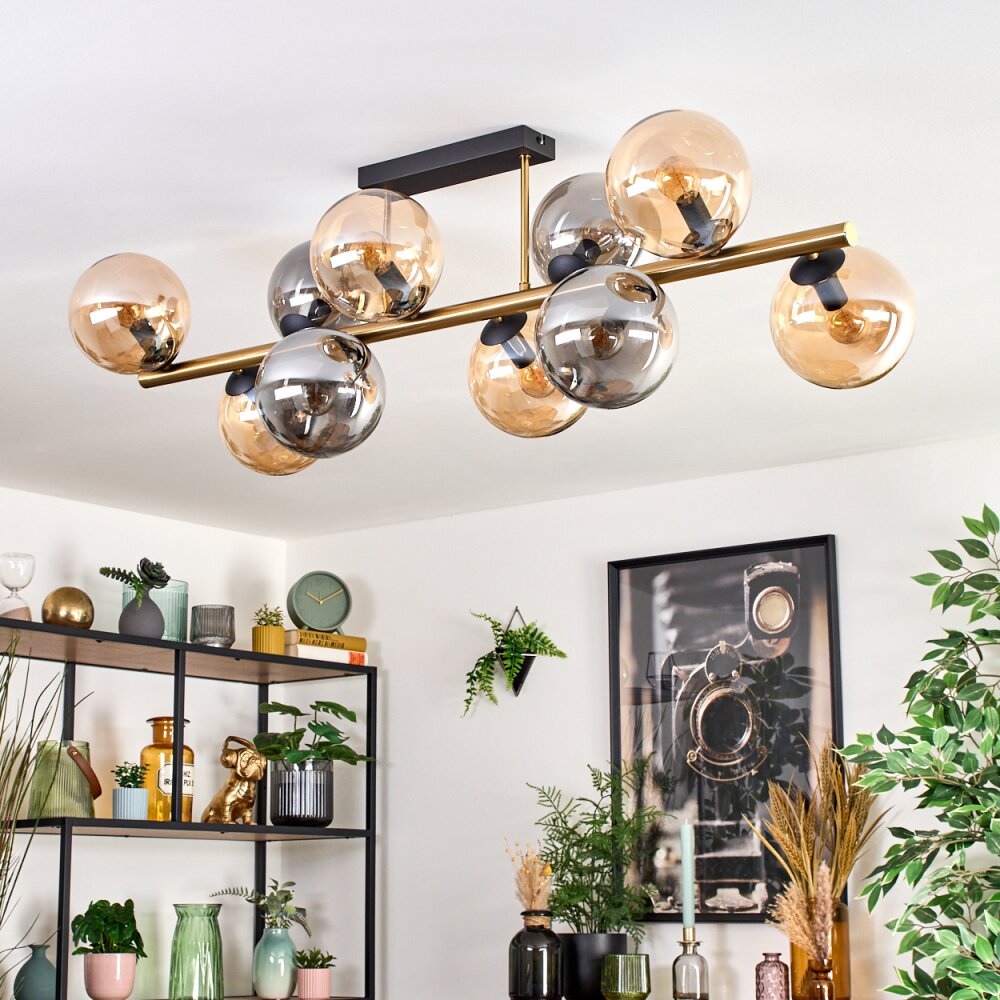 Gastor Plafoniera, Lampada a sfera Oro, Nero, 10-Luci