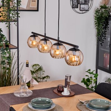 Koyoto Lampadario a sospensione, Lampada a sfera, Lampada a sospensione Ambrato, 4-Luci Koyoto Lampadario a sospensione, Lampada a sfera, Lampada a sospensione Ambrato, 4-Luci