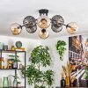 Koyoto Plafoniera, Lampada a sfera 85 cm Ambrato, Grigio fumo, 8-Luci