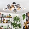 Koyoto Plafoniera, Lampada a sfera 85 cm Ambrato, Chiaro, Grigio fumo, 8-Luci